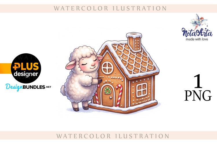 Christmas Sheep in Watercolor Style