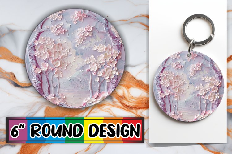 3D Bloom Round Keychain Design example image 1