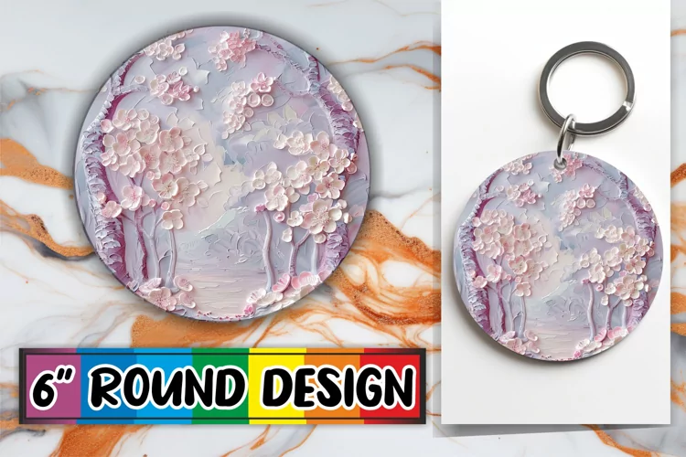 3D Bloom Round Keychain Design
