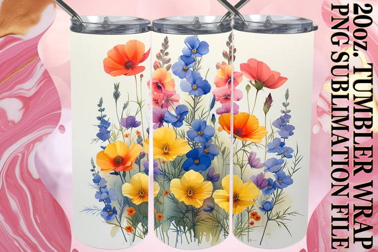 Beautiful Flower Meadow Tumbler Design for Springtime