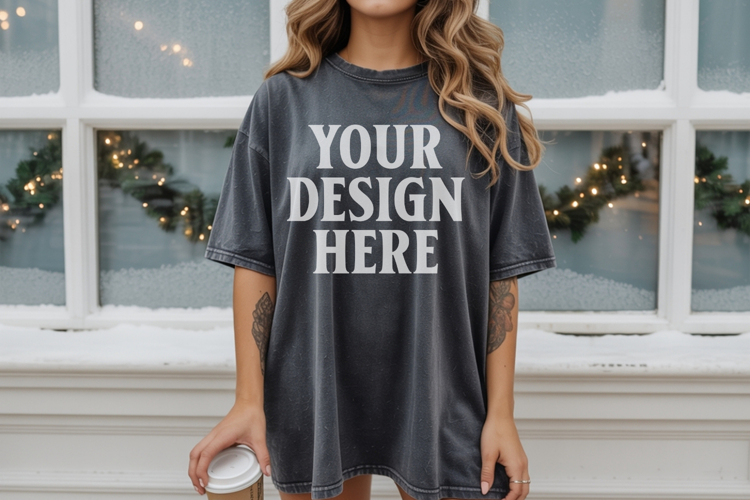 Christmas Comfort Colors 1717 Pepper TShirt Mockup, CC 1717