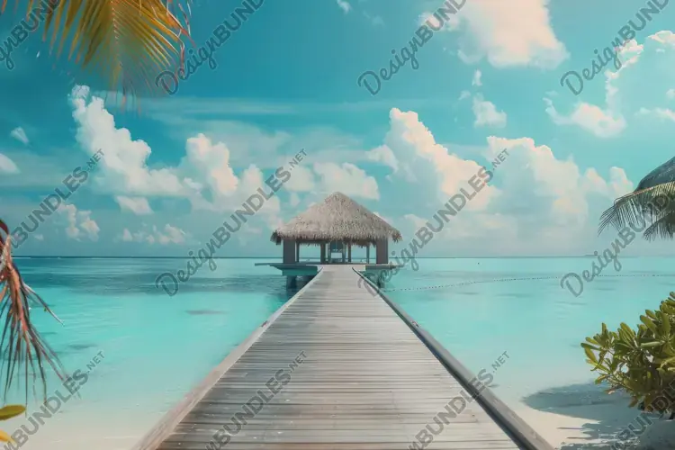 Wooden Pier and Resort Background Wallpaper