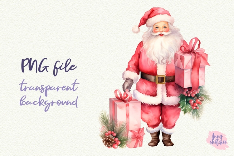 Pink Christmas Santa PNG | Coquette Christmas Clipart