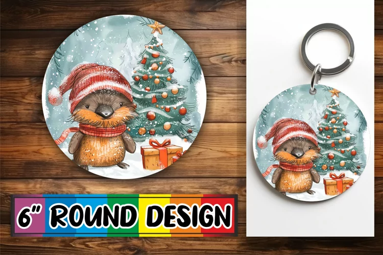 Festive Winter Holiday Animals Sublimation Keychain