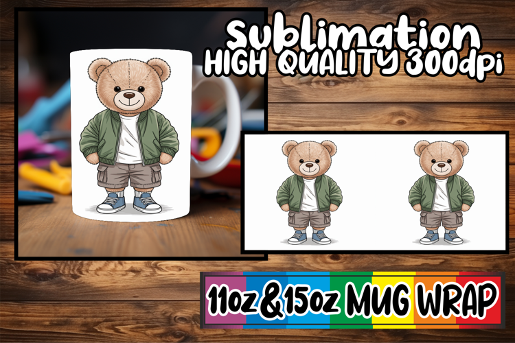 Timeless joys sublimation print wrap, Teddy Bear