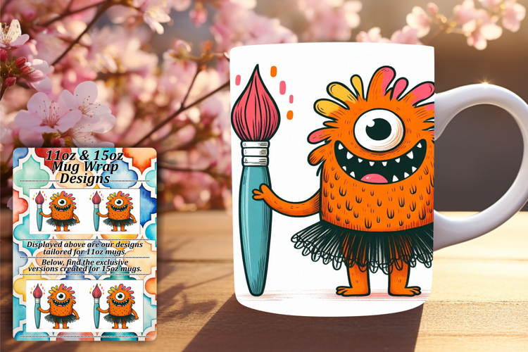 Radiant 11oz Mug Wrap Png Artwork , Monster