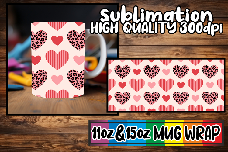 Serene beauty 11oz 15oz mug wrap, Valentines Pattern