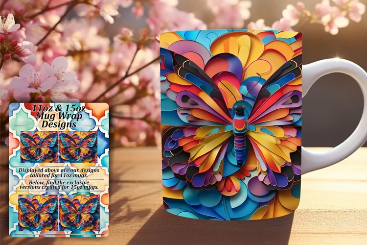 Dynamic Butterfly Spring Mug Wrap