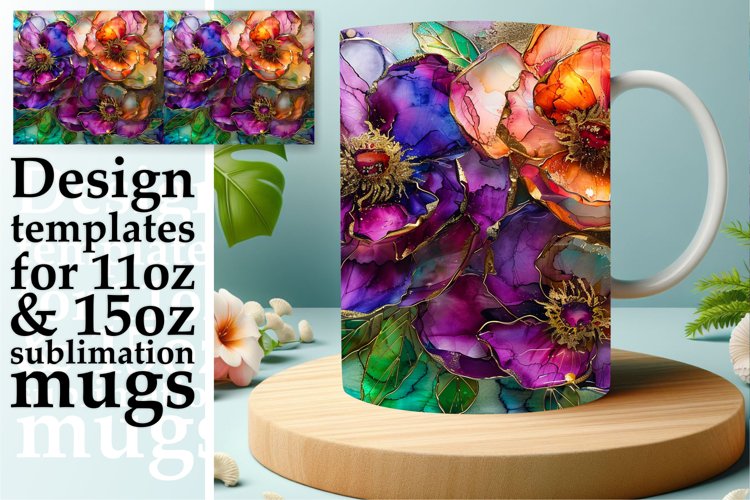 Vibrant Floral Wonderland Mug Wrap: Sublimation - 11oz/15oz example image 1