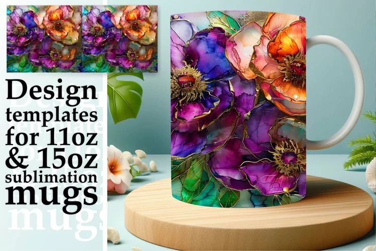 Vibrant Floral Wonderland Mug Wrap: Sublimation - 11oz/15oz