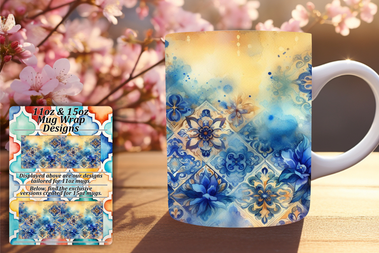 Dynamic 11oz Mug Wrap Png Design , Watercolor Patter