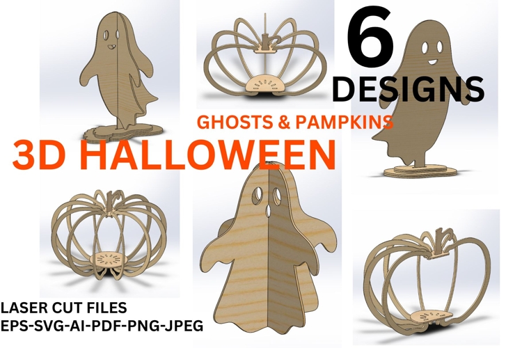 3D Halloween Ghosts & Pumpkins Laser Cut Files