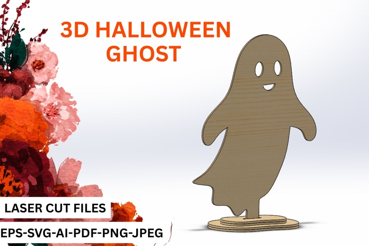 3D Standing Ghost SVG for Laser Cutting