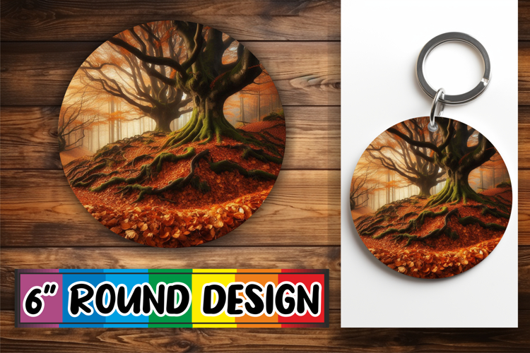 Radiant Ornaments Circle Sublimation PNG, Autumn