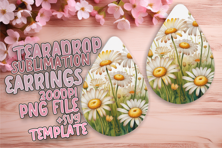 Whimsical Teardrop Earrings Template , Flowers