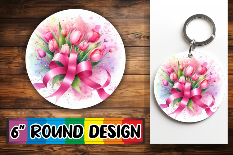 Luminous Circle Coasters Sublimation, Flowers