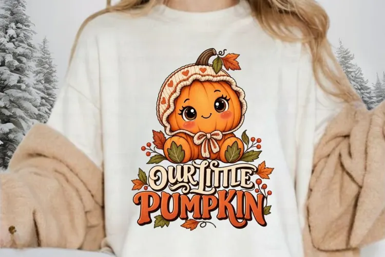 Our Little Pumpkin PNG, Cute Kawaii Pumpkin Fall Sublimation