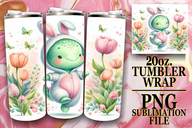 Cheerful Reflections 20oz tumbler wrap, Cute Dino