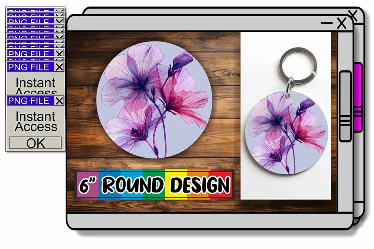 Petal Power: Sublimation Circle Keychain & Car Coaster