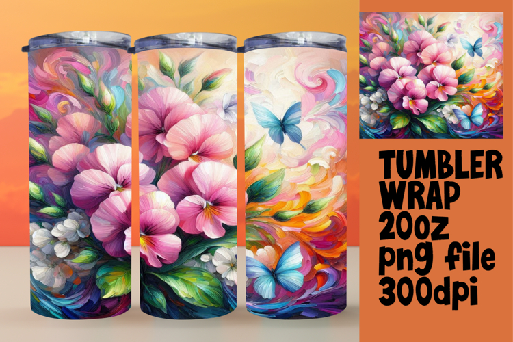 CUSTOM 20oz Tumbler Artwork for DIY Projects , Flowers
