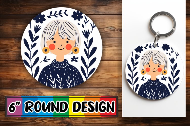 Beautiful Watercolor Woman Round Design PNG