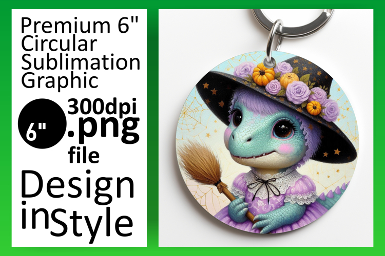 Stylish Circle PNG Sublimation Design , Halloween Dino