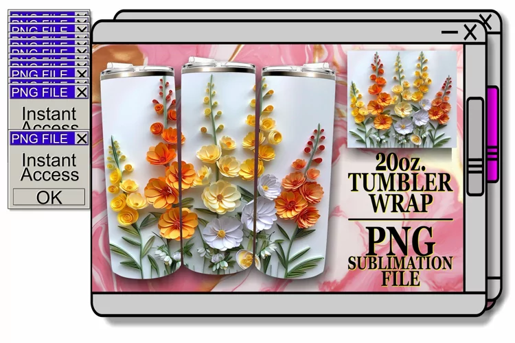 Fresh Whimsical Petal 3D Tumbler Sublimation