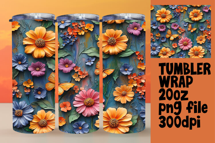 ARTISTIC 20oz Tumbler Template , 3D Flower example image 1