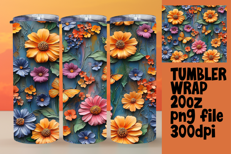 ARTISTIC 20oz Tumbler Template , 3D Flower