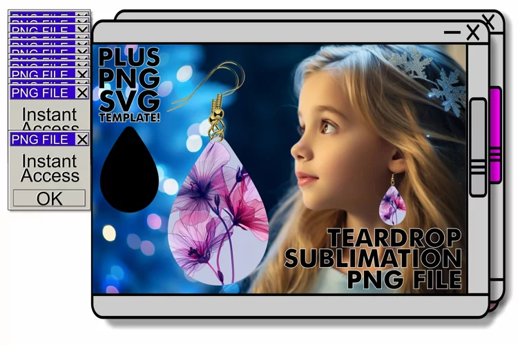 Bloom Brilliance Teardrop Earring Sublimation - Elegant Patt