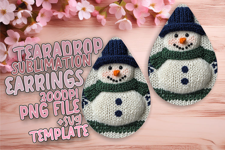 Trendy Teardrop Earrings Design PNG , Snowman