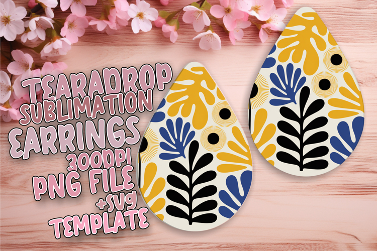 Stylish Teardrop Earrings Artwork PNG , Flowers
