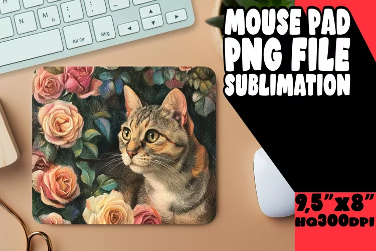 Cheerful Cat Design Sublimation Pad