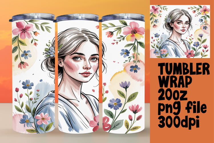 BOLD 20oz Tumbler Artwork for Sublimation , Beauty Woman