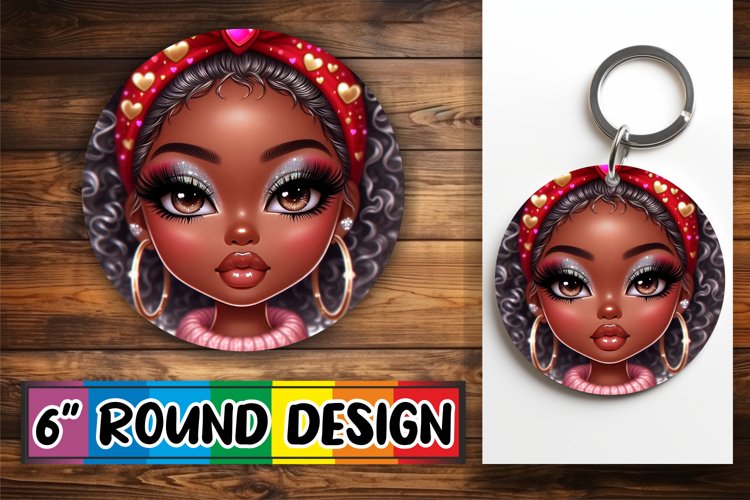 Bright Circle Keychain Design PNG, Love Girl