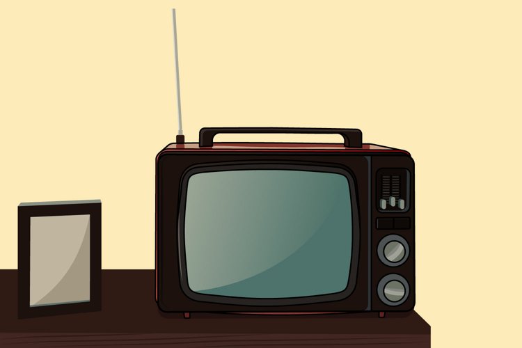 Vintage retro theme of electronics television flat design. example image 1