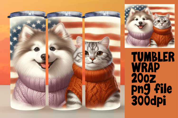 Creative 20oz Tumbler Template , Dog and cat