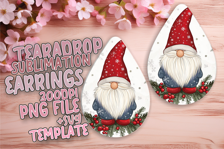 Charming Teardrop Earrings PNG for Crafting , Gnome