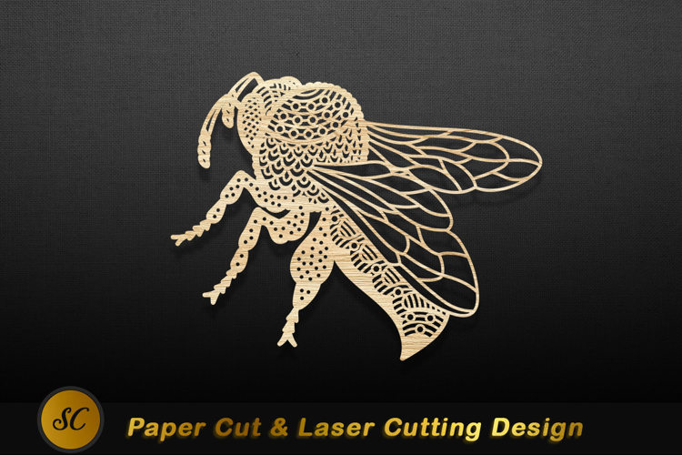 Intricate bee cutout design insect wood Laser cut
