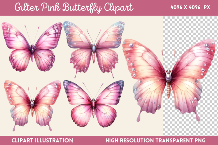 Pink Butterfly Clipart Image 11