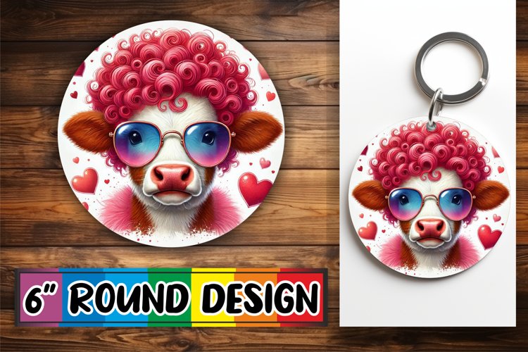 Blissful Keychain Round Design PNG, Valentines