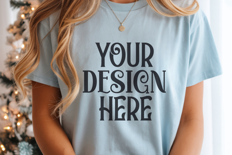 Chambray Comfort Colors 1717 Christmas Mockup, CC 1717