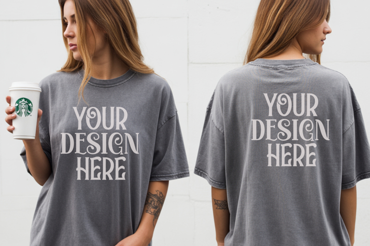 Granite Comfort Colors 1717 Front & back T shirt Mockup