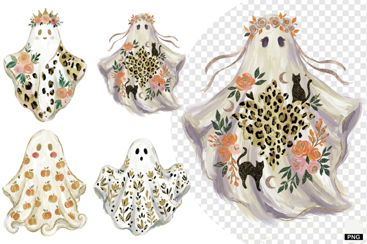 Whimsical Halloween Ghost PNG