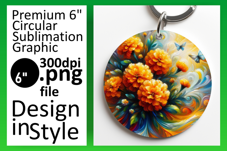 Lovely Circle PNG Coaster Design , Flowers