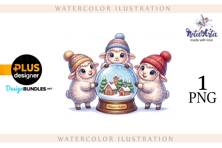 Christmas Sheep in Watercolor Style
