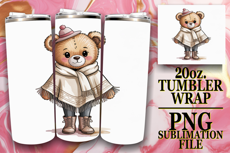 Bright Days 20oz tumbler wrap, Teddy Bear