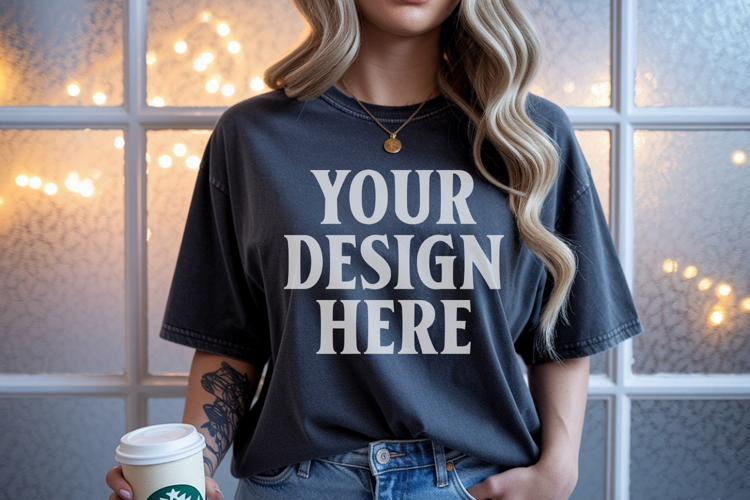 Christmas Comfort Colors 1717 Pepper TShirt Mockup, CC 1717