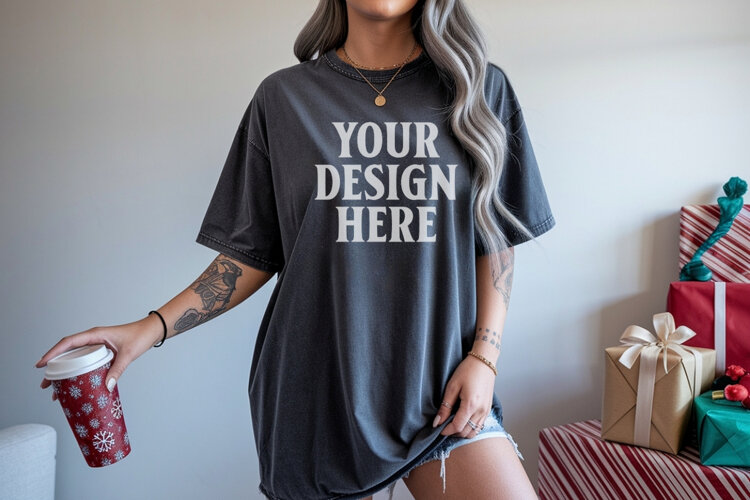Pepper Christmas Comfort Colors 1717 TShirt Mockup, CC 1717 example image 1