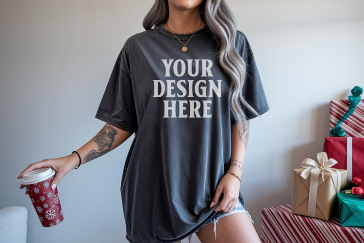 Pepper Christmas Comfort Colors 1717 TShirt Mockup, CC 1717